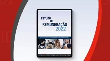 Capa de relatório com título 'Estudo de Remuneração 2022' e imagens de pessoas em ambiente de trabalho.
