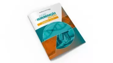Capa de relatório de estudo de remuneração 2023-2024 com design em azul e laranja.